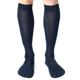 Ciocca Men's Long Socks, Made of Finest Egyptian Cotton 100% - 6 Pairs - Three Sizes - Durable, Navy Blue - 6 Pairs