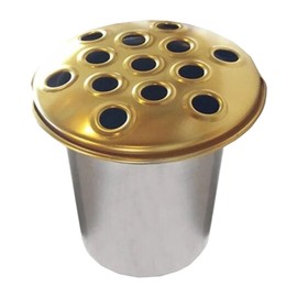 Memorial Grave Flower Pot - 12cm tall Sturdy Aluminium Grave Inserts for Headstones - Perfect for Funeral Flowers, Grave Vase (1 x Gold Lid 1530)