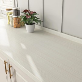 FunStick Thick Beige White Wood Contact Paper for Countertops Cabinets Waterproof Removable White Wood Wallpaper Peel and Stick Countertops Wood Grain Contact Paper for Desk Kitchen Drawers 12"x200"