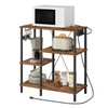 HOOBRO Bakers Rack with Power Outlet, Microwave Stand with 5