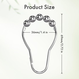 Amazer Shower Curtain Rings, Rust-Resistant Metal Shower Hooks Ring Shower Rings for Curtain Rolling Shower Curtain Hooks for Bathroom Shower Rod Shower Curtain Hangers, Set of 12, Chrome