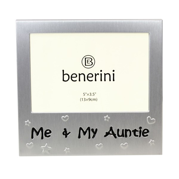 benerini ' Me and My Auntie ' - Photo Picture Frame Gift - 5 x 3.5 - Aluminium Silver Colour Gift for Her