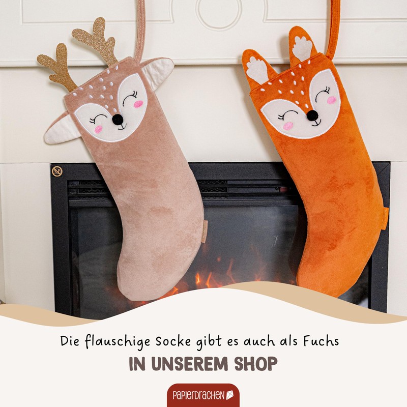 Papierdrachen Christmas Stocking, for Filling and Hanging on Fireplace or