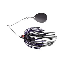 War Eagle Custom Lures Night Time Painted Head Single Colorado, Black Nickel Spinnerbait Black Purple Skirt 1/2 oz.