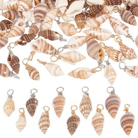 PH PandaHall 100pcs 10 Styles Natural Shell Charms Shell Pendants Summer Ocean Sea Charms Spiral Shells Charm Spiral Conch Shells Pendants for DIY Jewelry Making Earrings Necklace Bracelet