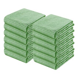 HEIRLOOM COMFORT 12 Pack 100% Cotton Dual Tone Waffle Weave Kitchen Towels, 16x26 Inch, Super Absorbent, Fast Dry Dishcloth Set, Soft Hand Towels for Cleaning, Durable, Mint Green