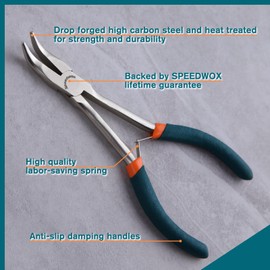 SPEEDWOX Pliers Long Reach, Ideal for Narrow Places Reach, No Jagging, Pliers, 45° Vertical Bend, Micro, Small, Fine Work, Spring Included, Lightweight, Long Size, Precision Work, Mini, Headband,