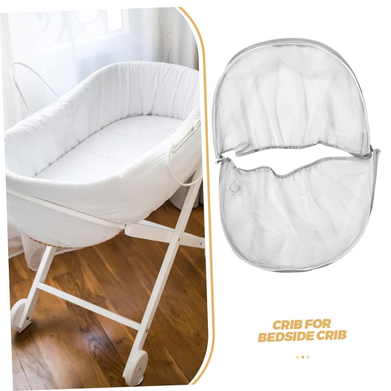 SHOWERORO Bassinet Cover with Zipper Lightweight Crib Tent for Sleeping