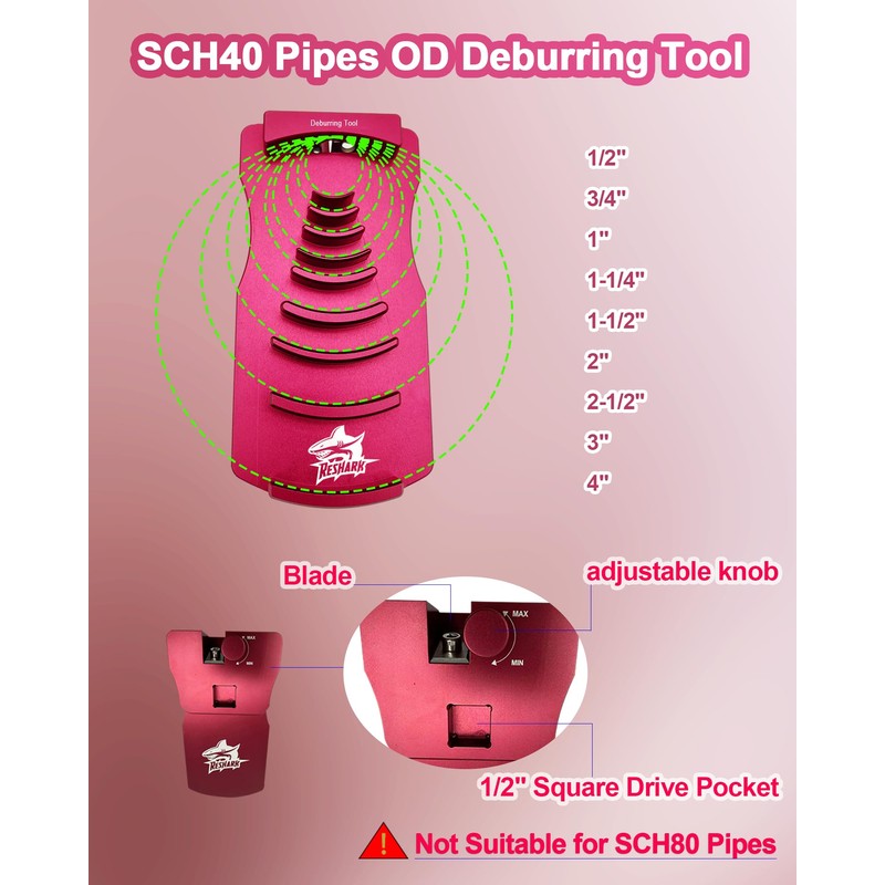 RESHARK 10 Pcs PVC Pipe Reamer Kit with 9 in