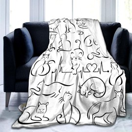 Cat Blanket Soft Cozy Flannel Cat Throw Blanket Warm Lightweight Cat Blankets Gifts for Cat Lovers Kids Girls Women Adults 60"x50"