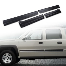 PIT66 Rocker Panel Guard Compatible with Chevy Silverado/GMC Sierra 1500/2500/2500 HD/3500 Extended Cab 1999-2007 Trail Armor Side Skirts Extension Body Kit 14068