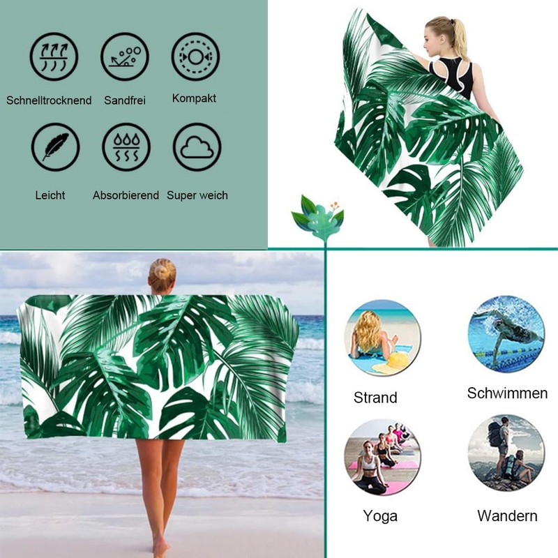 SXCCNW Microfibre Beach Towel, Microfibre Bath Towel, Large, Lightweight and