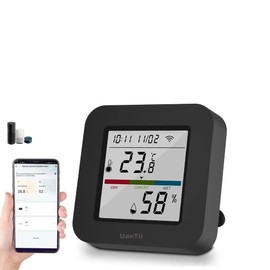 UanTii 4 in 1 Tuya Smart Universal IR Remote with Temperature Humidity Sensor with Display WiFi Infrared Remote for Air Conditioner, TV.etc Compatible with Alexa Google Assistant