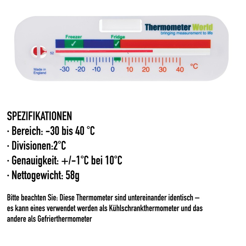 Kühlschrankthermometer Analog und Gefrierschrank Thermometer - Ideale Temperaturanzeige für Kühlschränke