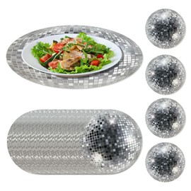 30 PC Disposable Disco Placemats, Silver Decorative Placemats for Birthday, Wedding, Party Table Setting Supplies Decoration