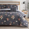 Lucky Brand Cali Bouquet Floral Dark Grey Comforter Set with