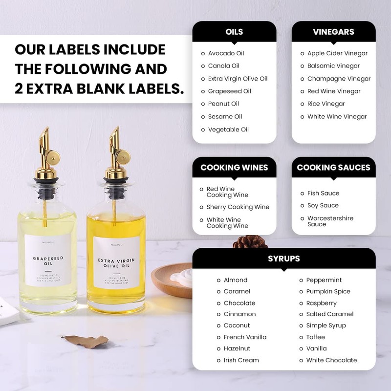 MoliMoli Minimalist Labels, Pantry, Organization, Oil, Cooking Sauce and Wine