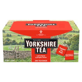 Yorkshire Tea, Red, Black Tea, Individually Wrapped Bags, 200 Count (Pack of 1), Refreshing, Satisfying, and Strong, Classic British Breakfast Blend, Caffeinated, Enjoy Hot or Iced, 200 Teabags