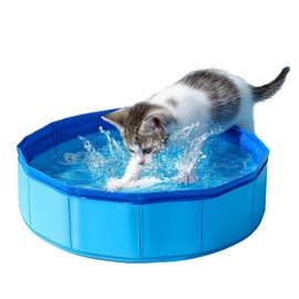 Small Cat Pool, 30 x 10 cm, Cat Paddling Pool, Blue Dog Pool for Small Dogs, Foldable Pet Pool for Cats, Dogs, Water Toy, Cats Pool, Small, Mini Paddling Pool for Bathing, Playing