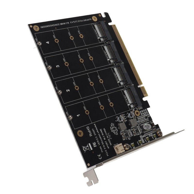 Adapter Card 4 Port M.2 NVMe SSD to PCIE X16