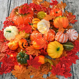 JEDFORE 12Pcs Lifelike Simulation Realistic Mixture of Artificial Pumpkins Fake Vegetable Fruit for Home Decoration