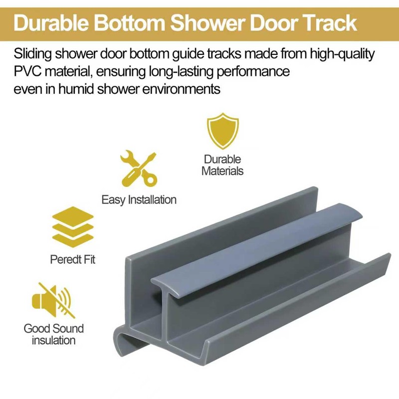 Gray Sliding Shower Door Bottom Guide for 3" Long x