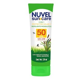 Nuvel Protector Solar FPS 50 Facial y Corporal con Repelente de Mosquitos | Bloqueador Solar de Amplio Espectro Resistente al Agua | Textura Ligera No
