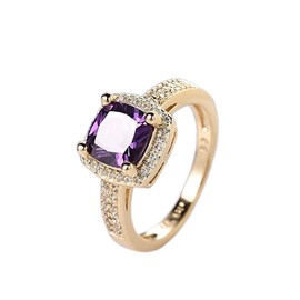 Cutesmile 18K Gold Filled Princess Cut Purple CZ Crystal Ring (9)