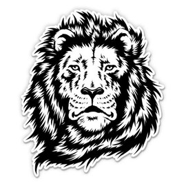 Lion Black and White - 3" Vinyl Sticker - for Car Laptop Water Bottle Phone - Waterproof Decal