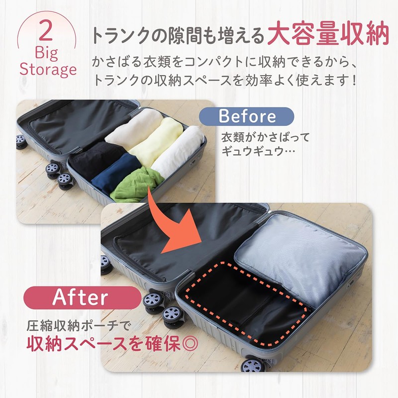 ICHIFUJI Travel Compression Bag Travel Pouch Compression Bag Storage Pouch