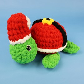 Needzo Christmas Large Santa Sea Turtle Crochet Kit for Beginners, Everything Included, Step-by-Step Video Tutorials, DIY Knitting Supplies