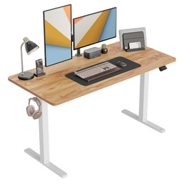CubiCubi Electric Standing Desk, 60 x 24 Inches Height Adjustable Sit Stand Desk, Ergonomic Home Office Computer Workstation, Light Rustic Brown