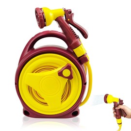 Leemeexaa Hose Reels for Outside,45+6.5FT Portable Retractable Hose Reel,Retractable Garden Hose Reel with Spray Nozzle,Portable Hose Reel for Plant Watering Pet Cleaning Yard Cleaning and Car Washing