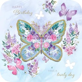 Noel Tatt General Female Birthday Card for Women/Girls - Butterflies & Flowers - Eco-Friendly & Recyclable