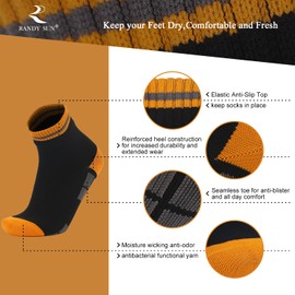 RANDY SUN Waterproof Socks Men Women Waterproof Socks Breathable Cold Resistant Outdoor Water Sports Bicycle Hiking Trail Rowing Skiing Cycling Hiking Golf 1 Pair, black&orange ankle socks