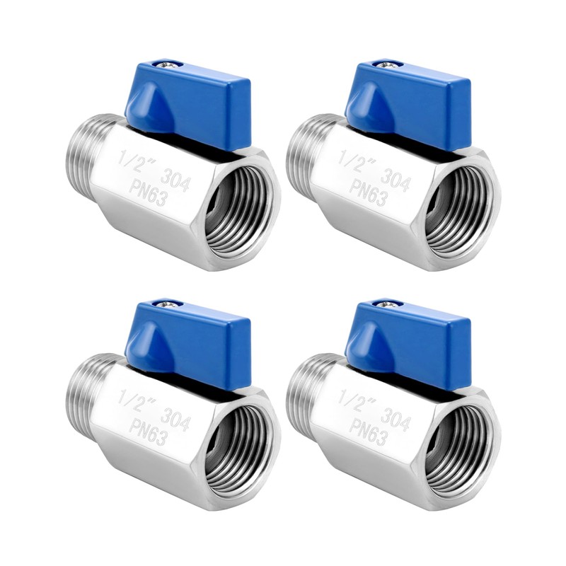 QWORK Mini Ball Valve, 4 Pack 1/2" NPT Thread Female