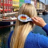 Hand-Painted Hair Brush, Blue White Porcelain Pasta Design Acetate Comb,