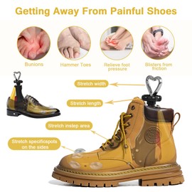 UHIAGREE Shoe Stretcher Women Men, Boot Stretcher, Adjustable Unisex Boot Wide Feet Yellow Metal Plug M (For Wm's 10-12, Men's 9-11) Pack of 2