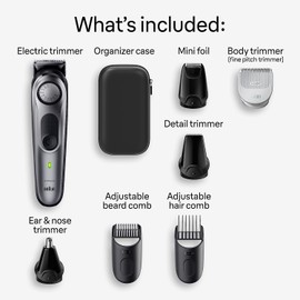 Braun Braun All-in-One Style Kit Series 7 7410, 8-in-1 Trimmer for Men with Beard Trimmer, Body Trimmer for Manscaping, Hair Clippers & More, Sharpest Blade, 40 Length Settings, Waterproof