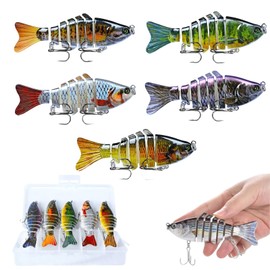 5PCS Lifelike Fishing Lure, Multi Jointed Swimbait Lures, Bionic Swimming Lure for Bass Trout Crappie Walleye Pike Bluegill Salmon, Glide Bait for Beginners, Amateurs and Professionals