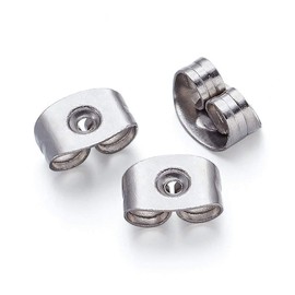 Earring Backs Clutches,Stainless Steel Butterfly Square Earring Safety Backings Pads Bullet Clutch Earring Stopper for Earring 6.5x4.5mm[Pack of 50]