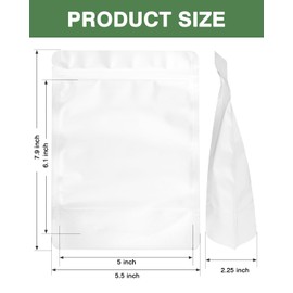 Gwybky Mylar Bags Stand Up 5.5x7.8 Inches 240 Pcs Resealable Foil Pouch Food Storage Self-Seal Smell Proof Packaging Bags for Small Businesses DIY Project Gift White