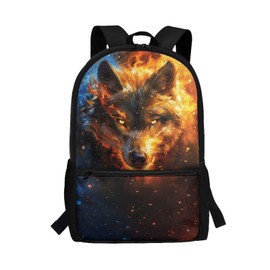 Renewold Cool Wolf 17 Inch School Backpack Multifunctional School Backpacks for 8-10 Casual Basic Bookbag for Students Kids Fashion for Elementary Primary Middle Bookbag