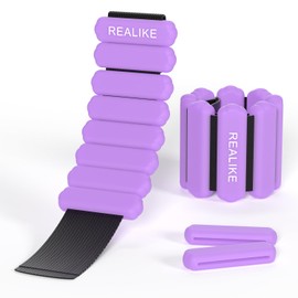 REALIKE Ankle Weights for Women Wrist Leg Adjustable Weighted Wristband for Pilates Yoga Walking Aerobics 2 Pieces in Set 1 lb (453.5 g) Per Piece (Purple)
