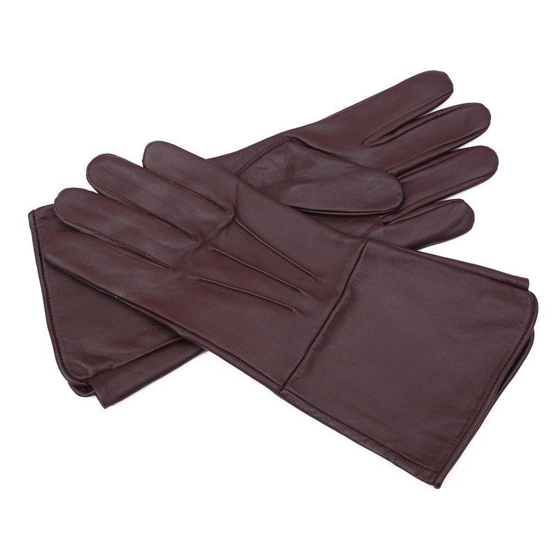 Generic Genuine Leather Medieval Long Cuff Gloves (Brown, Medium)