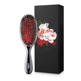 MIŠEL Cepillo profesional de cerdas de jabalí para mujeres y hombres | Desenreda todo tipo de cabello natural y extensiones | Reduce la rotura | Ideal