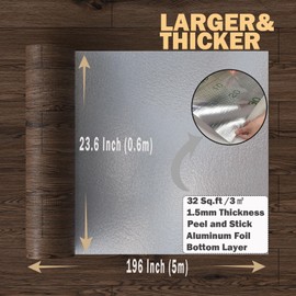 Oxdigi Peel and Stick Vinyl Flooring Roll 23"x 196"/32 Sq.Ft, Thicken Self Adhesive Vinyl Floor Tiles Wood Plank Flooring Waterproof Wear-Resistant for Any Room, Easy DIY Floor Coverings, Deep Brown