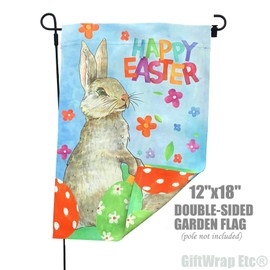 GiftWrap Etc. Cute Easter Bunny Garden Flag – 12” x 18”, Double Sided Banner, Easter Egg Hunt, Spring, Yard Decor, Home Decorations, Easter Eggs, Flowers, Porch, Patio
