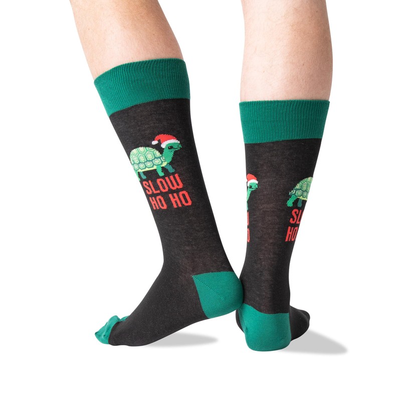 Hot Sox Men's Holiday Fun Novelty Crew socks, Slow Ho