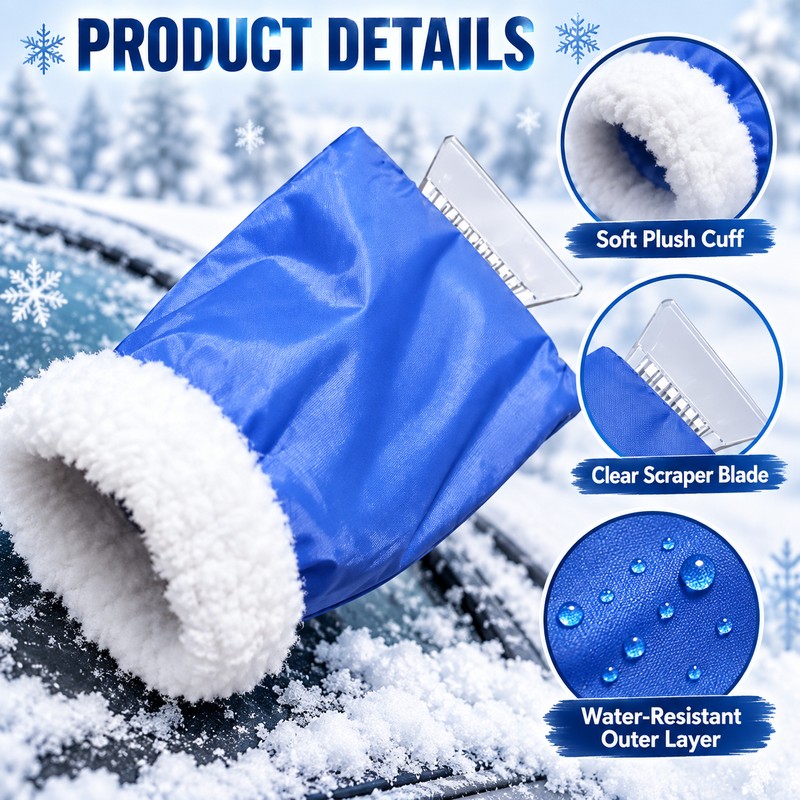Car Ice Scraper Mitt for Winter – ABS Windshield Snow